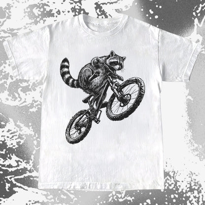 Raccoon Riding Bike Funny Cycling Shirt, funny meme tee gift (view 2)