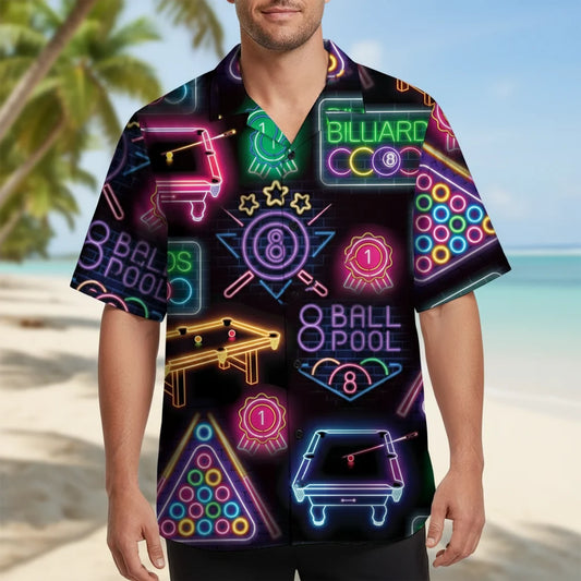 Billiard Neon Black Hawaiian Shirt