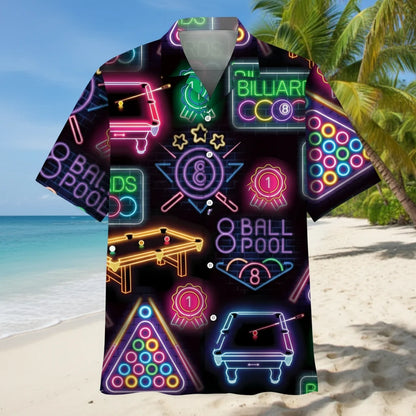Billiard Neon Black Hawaiian Shirt