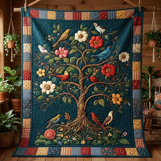 Bird of Life Quilt Blanket - Quilted Blanket by OtterMia