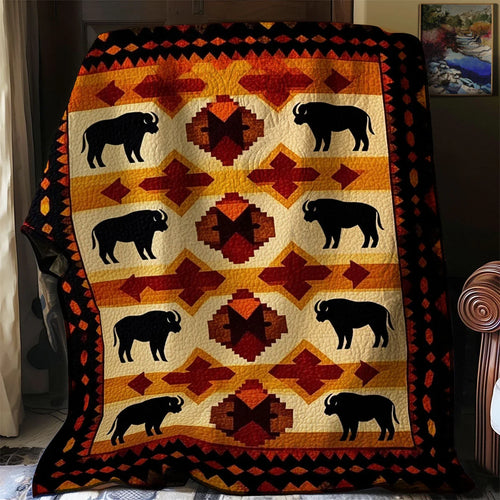 Bison Native American Quilt Blanket