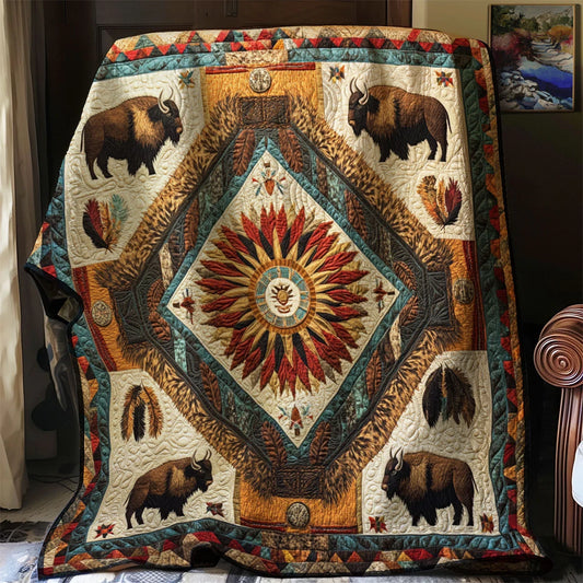 Bison Totem Strength Quilt Blanket