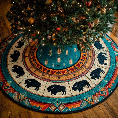 Bison Trail Compass Quilted Tree Skirt