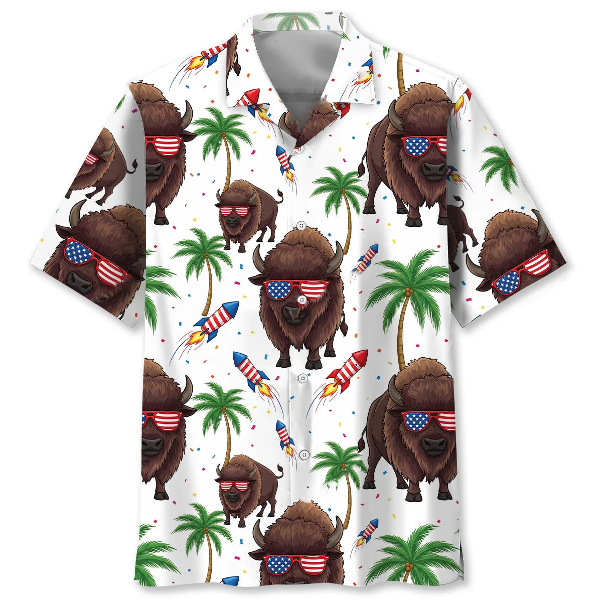 Bison Proud of America Hawaiian Shirt