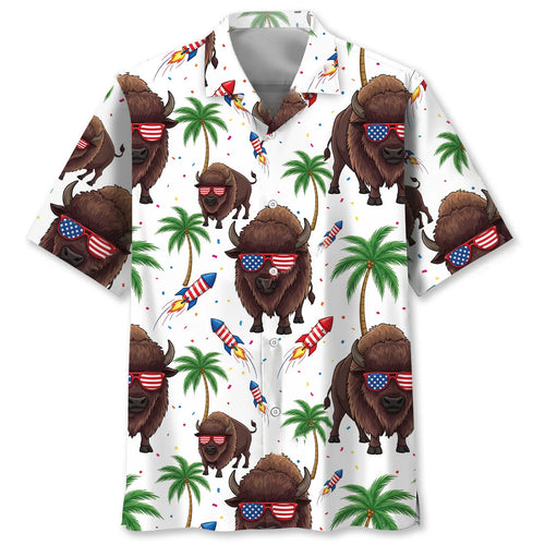 Bison Proud of America Hawaiian Shirt