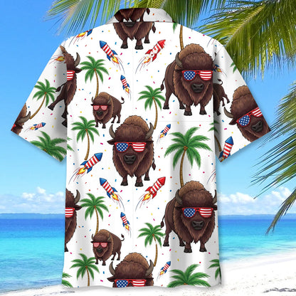 Bison Proud of America Hawaiian Shirt