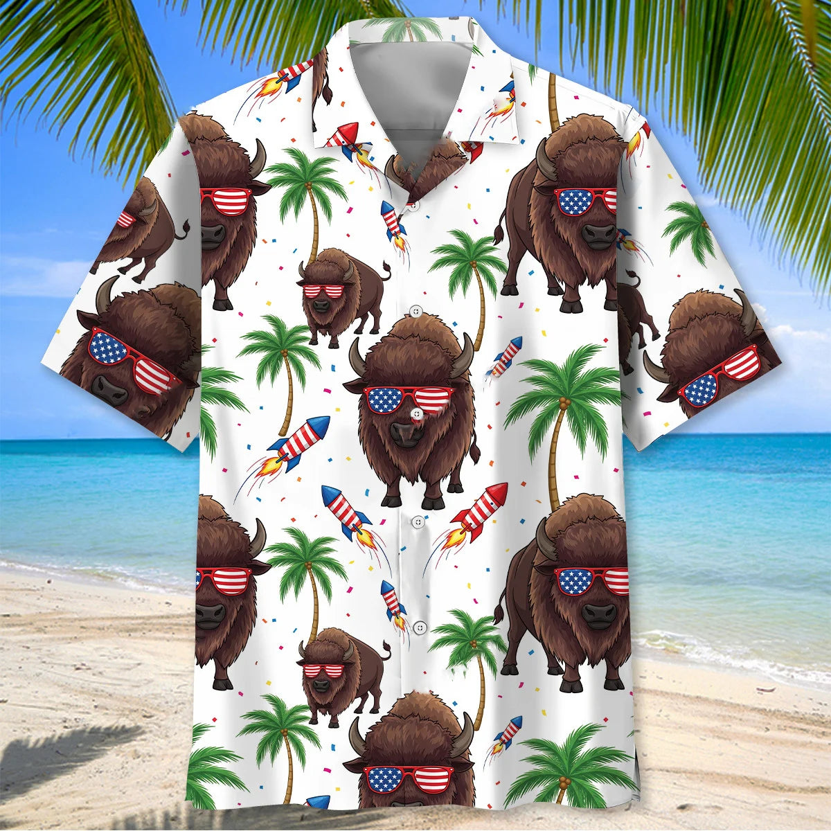 Bison Proud of America Hawaiian Shirt