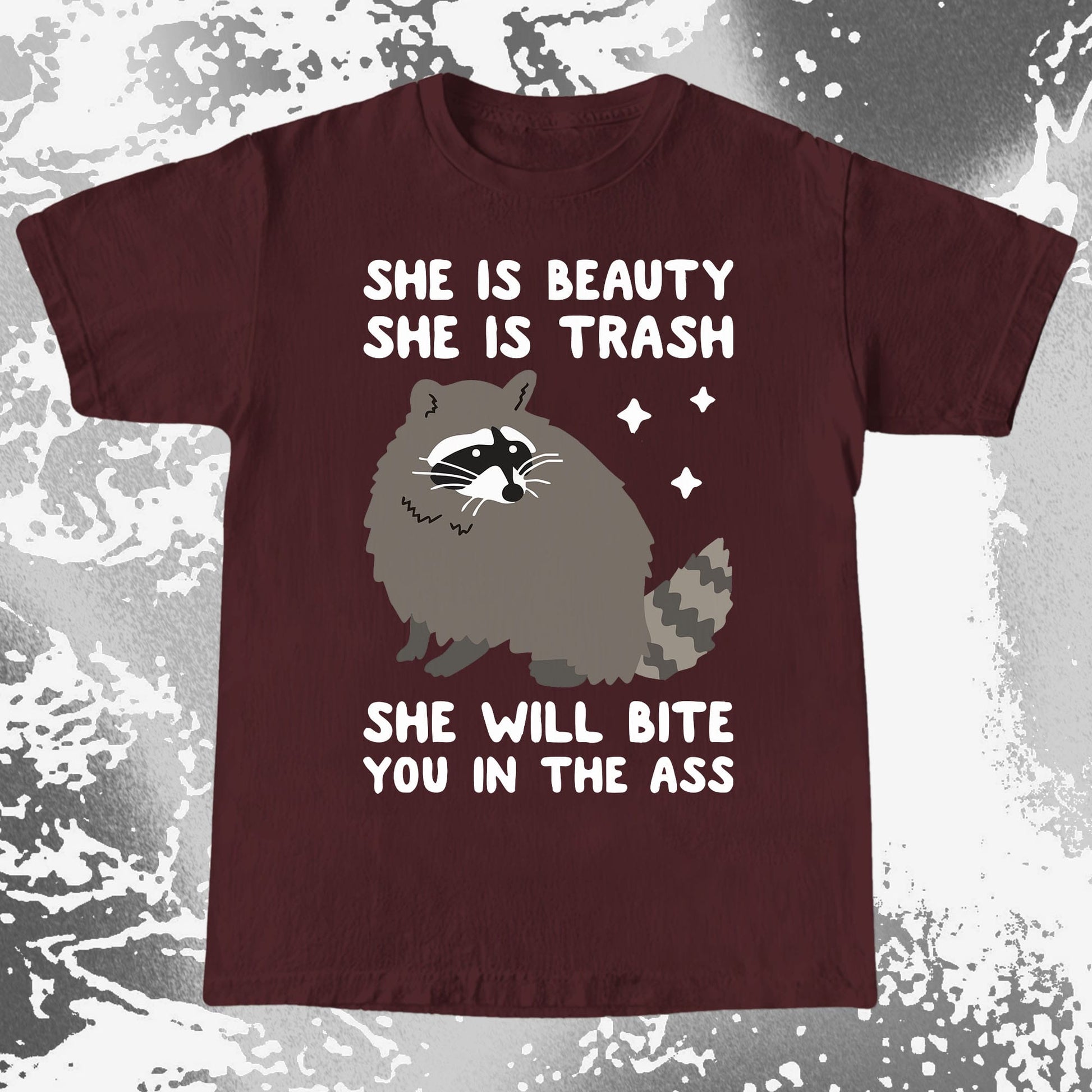 She Is Beauty She Is Trash Raccoon, funny meme tee gift (view 9)