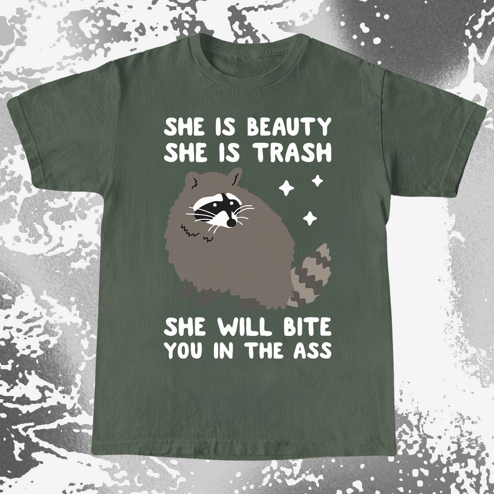 She Is Beauty She Is Trash Raccoon, funny meme tee gift (view 5)