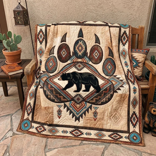 Black Bear Spirit Paw Quilt Blanket