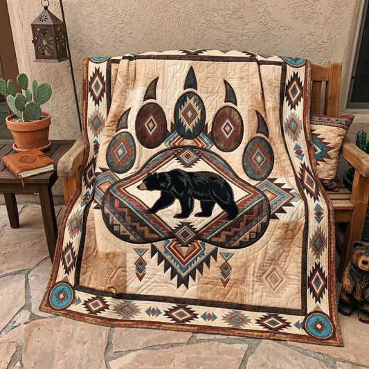 Black Bear Spirit Paw Quilt Blanket