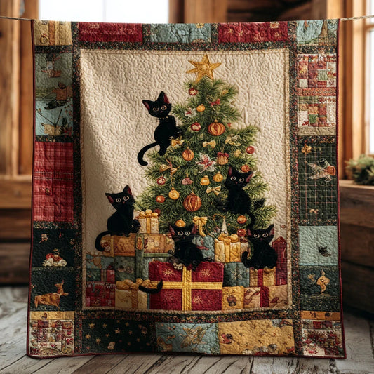 Black Cat Christmas Gifts Quilt Blanket
