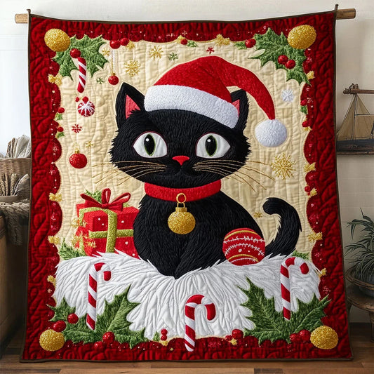 Black Cat Festive Quilt Blanket