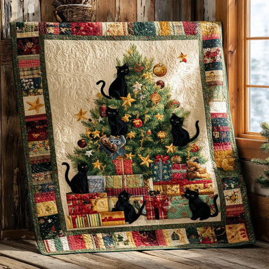 Black Cat Joyful Home Quilt Blanket