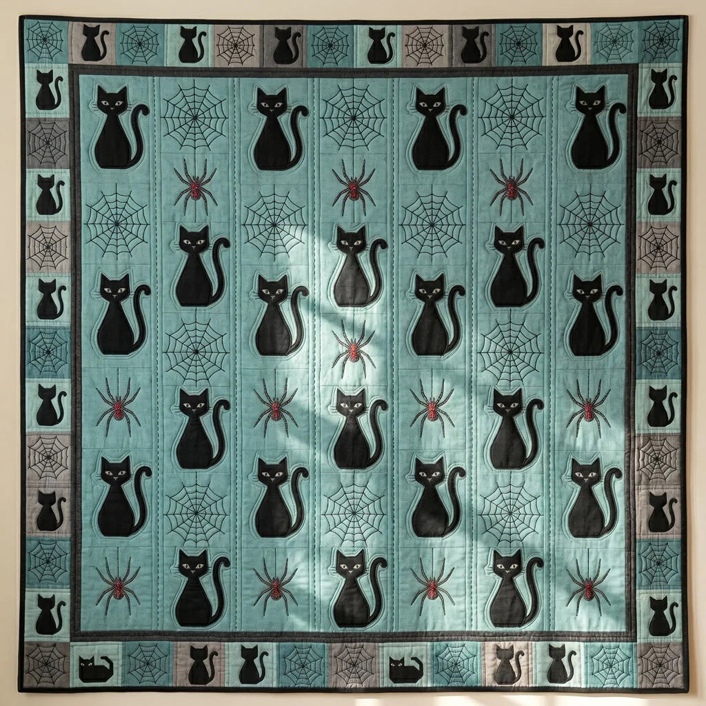 Black Cat & Spider Web Quilt Blanket