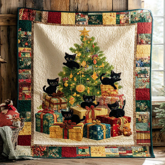 Black Cat Winter Charm Quilt Blanket