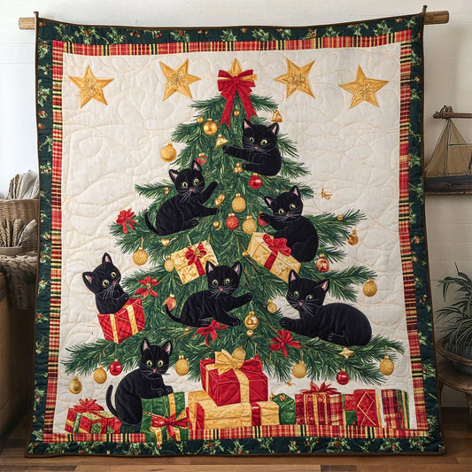 Black Cat Winter Dreams Quilt Blanket