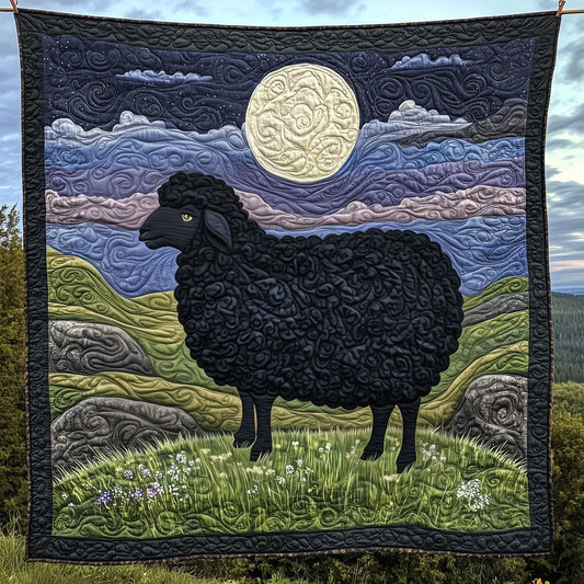 Black Sheep Under Moon Quilt Blanket
