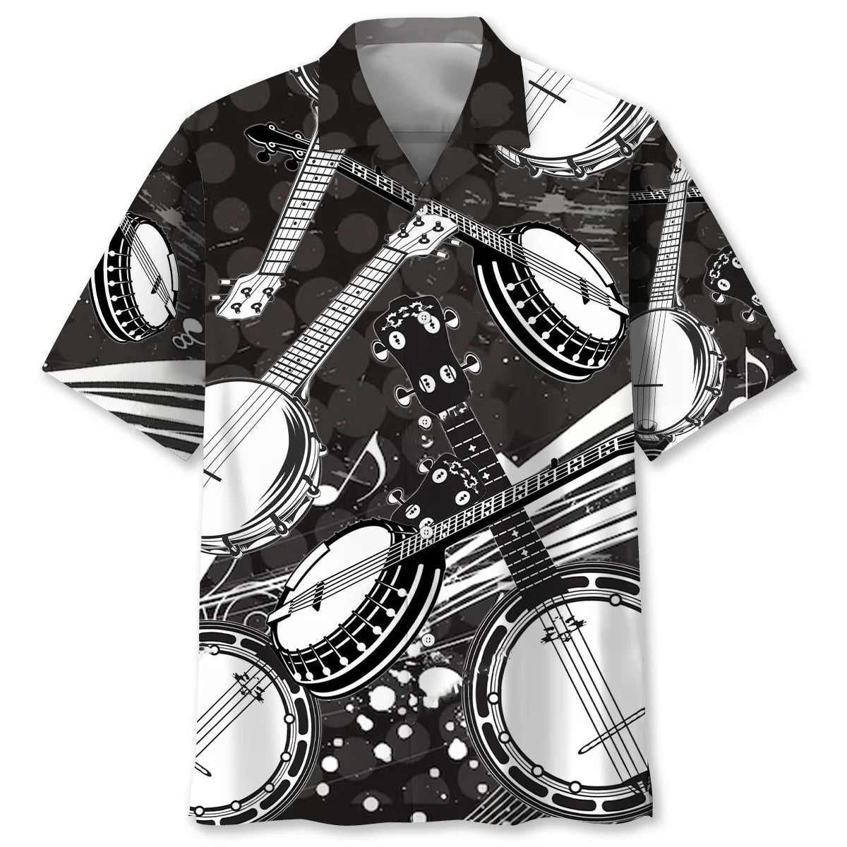 Black and White Banjo Hawaiian Shirt