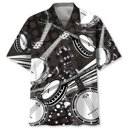 Black and White Banjo Hawaiian Shirt