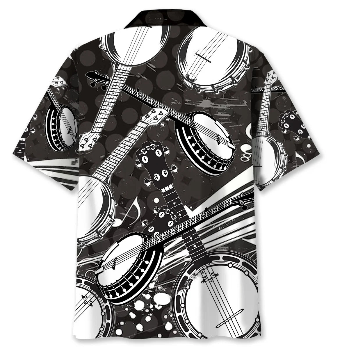 Black and White Banjo Hawaiian Shirt
