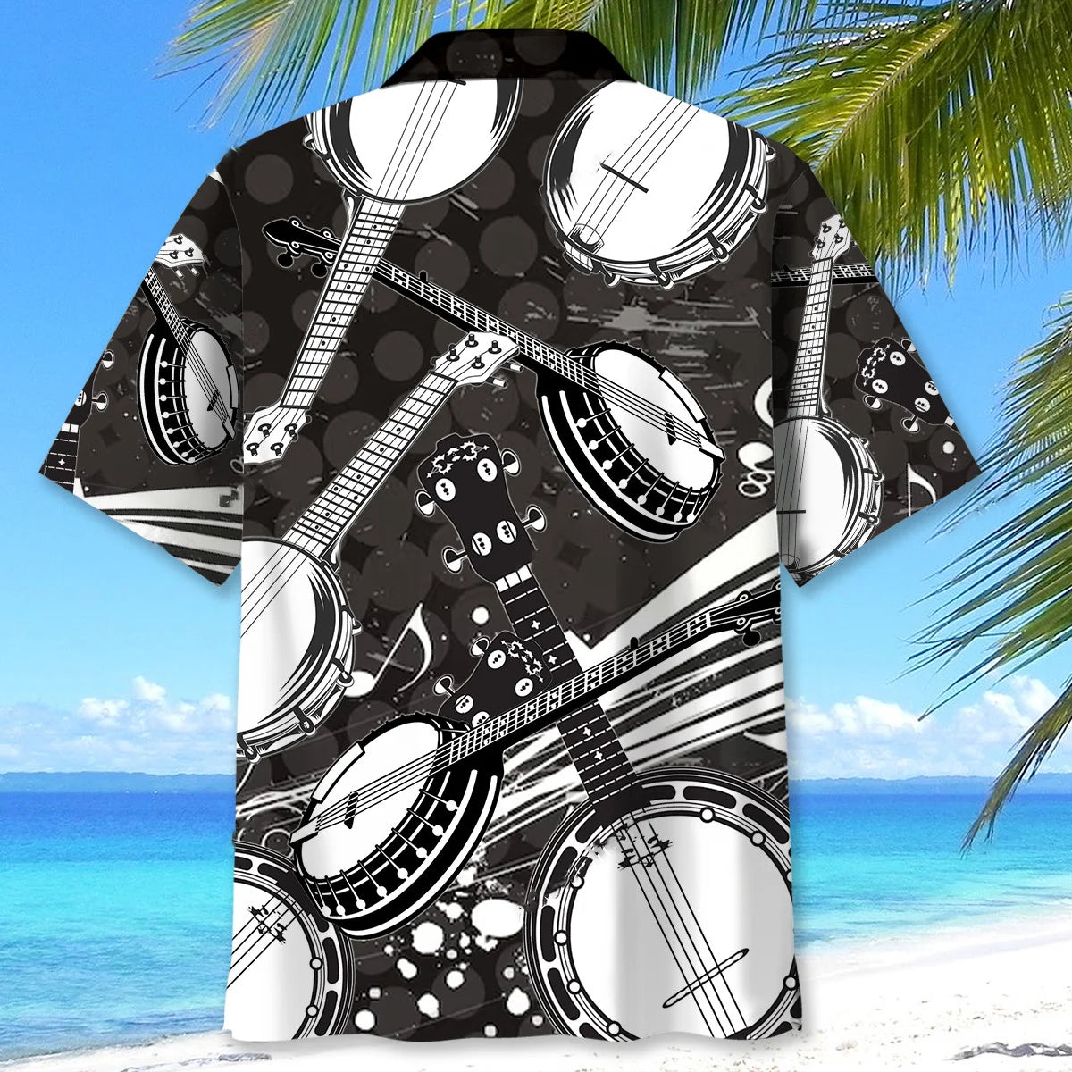 Black and White Banjo Hawaiian Shirt