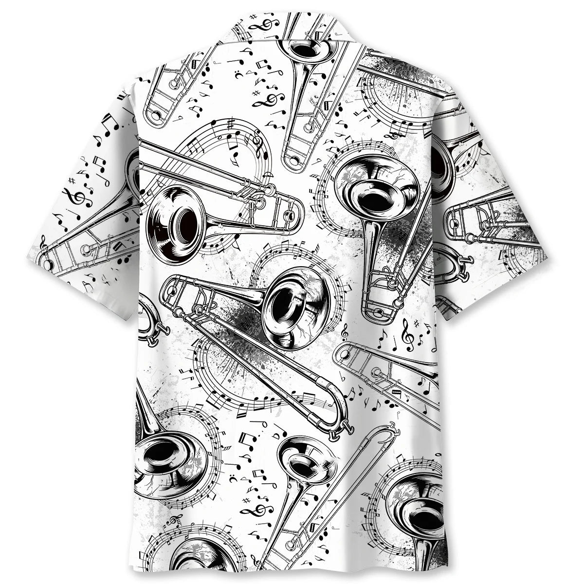 Black and White Trombone Hawaiian Shirt