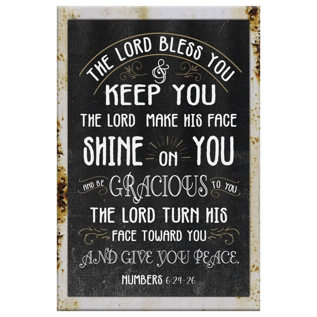 numbers 6 24 26 the lord bless you and keep you rustic farmhouse wall art canvas (view 2)