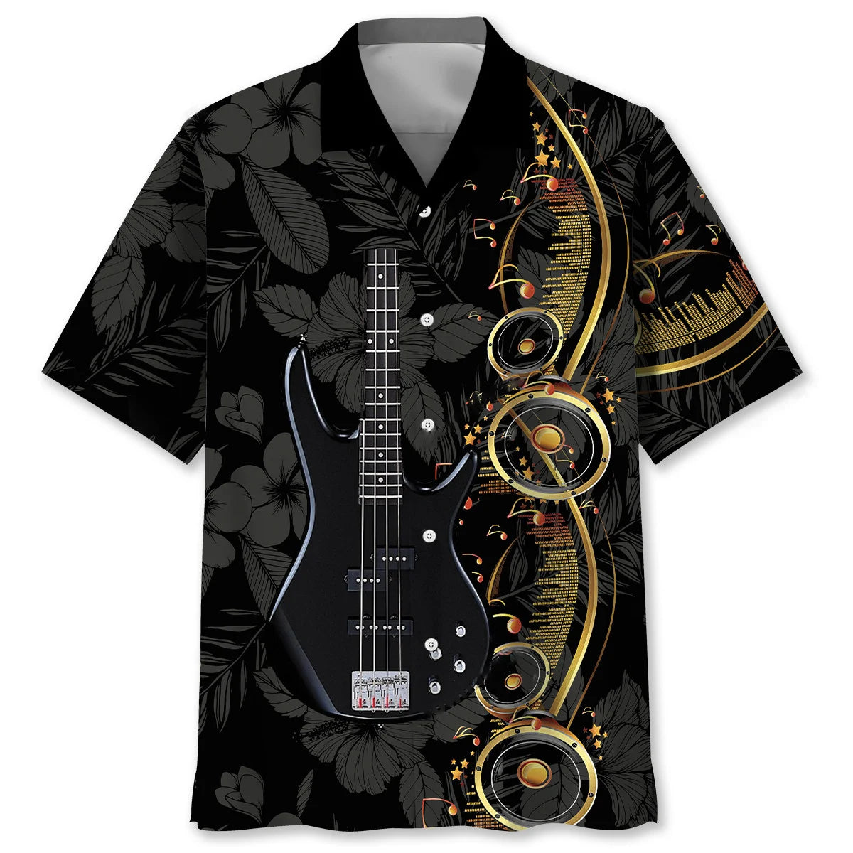 Black Bass Guitar Hawaiian Shirt