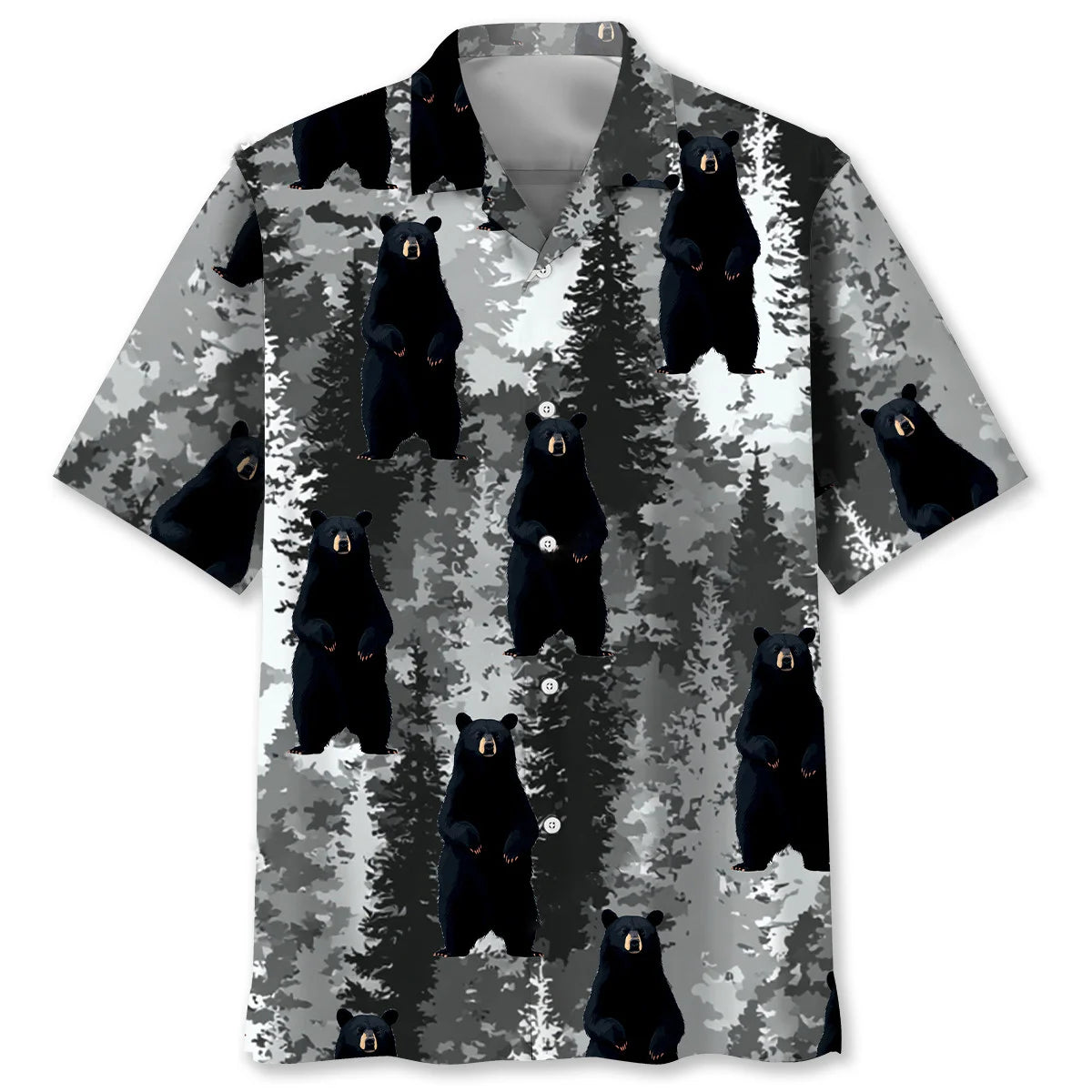 Black Bear Forest Hawaiian Shirt