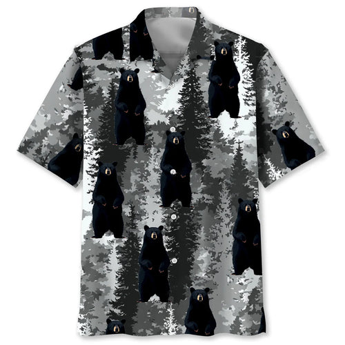 Black Bear Forest Hawaiian Shirt