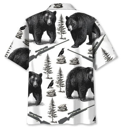 Black Bear Hunting Forest Hawaiian Shirt