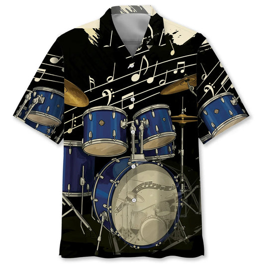 Black Blue Drum Hawaiian Shirt