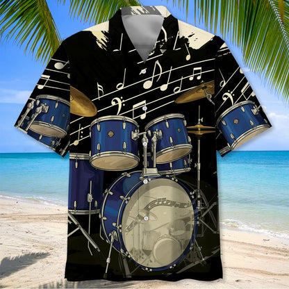 Black Blue Drum Hawaiian Shirt