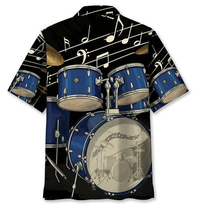 Black Blue Drum Hawaiian Shirt