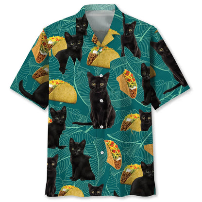 Black Cat Food Hawaiian Shirt