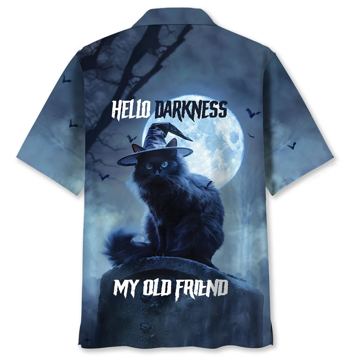 Black Cat Hello Darkness my Old Friend Hawaiian Shirt