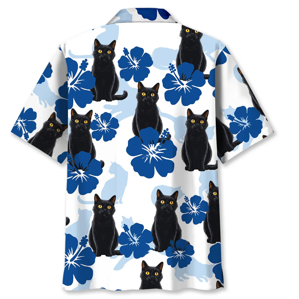 Black Cat Hibiscus Summer Hawaiian Shirt