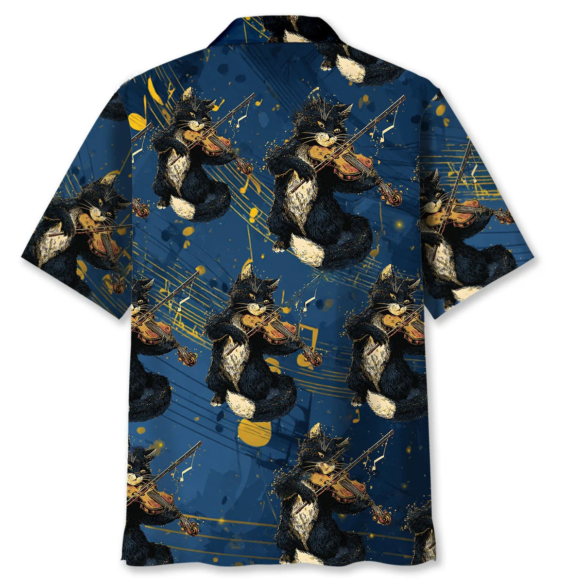 Black Cat Play Violin Hawaiian Shirt