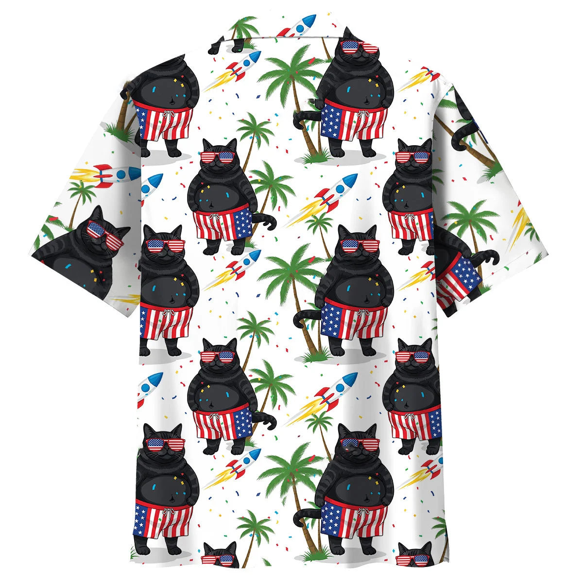 Black Cat Proud of America Hawaiian Shirt