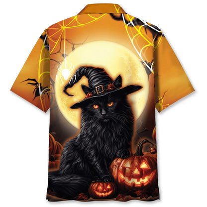 Black Cat Pumpkin Halloween Hawaiian Shirt