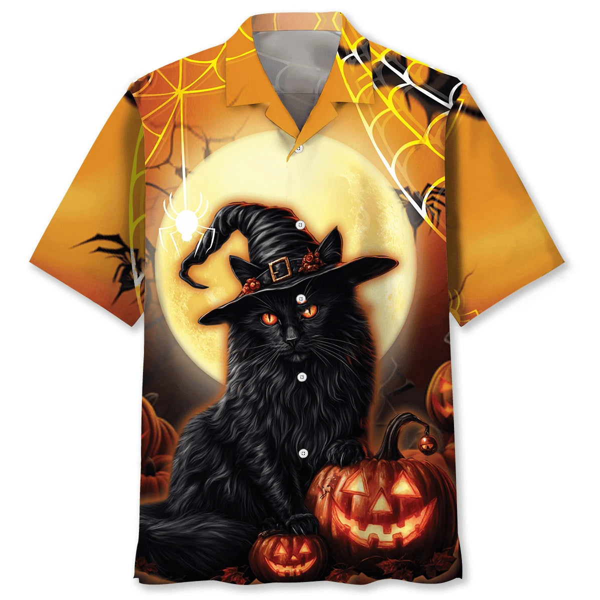 Black Cat Pumpkin Halloween Hawaiian Shirt