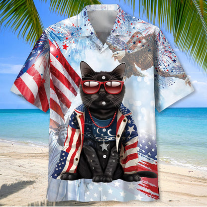 Black Cat Usa Hawaiian Shirt