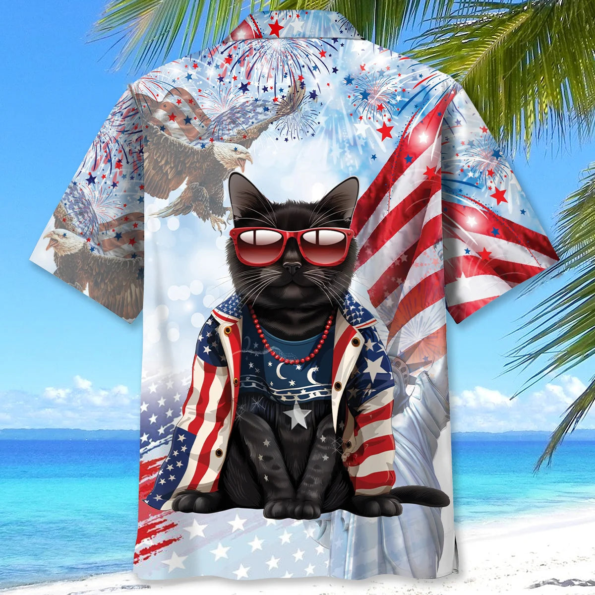Black Cat Usa Hawaiian Shirt