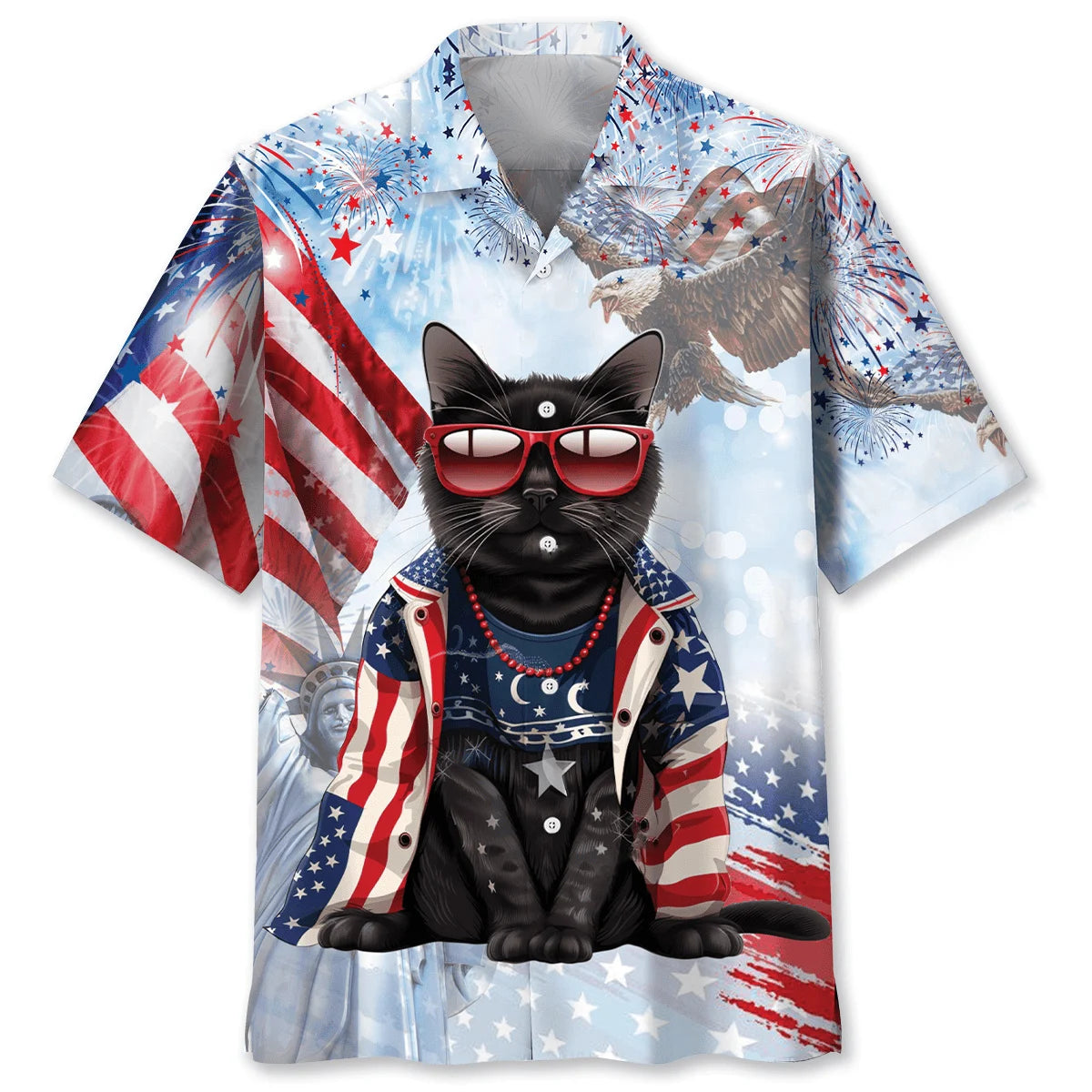 Black Cat Usa Hawaiian Shirt