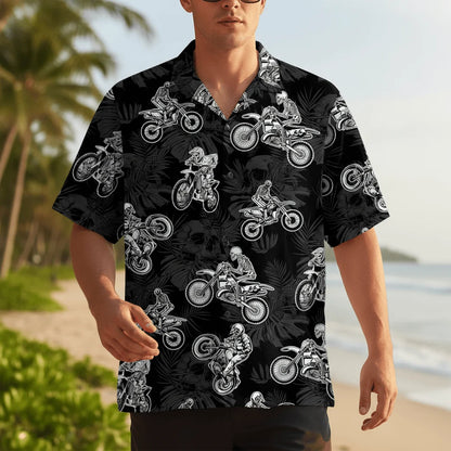 Black Dirt Bike Racing Hawaiian Shirt