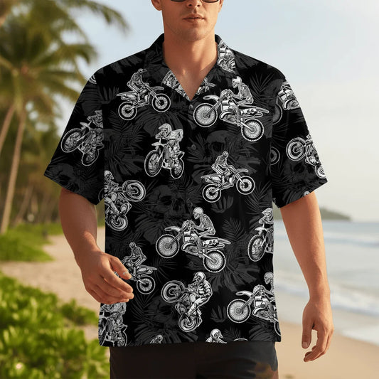 Black Dirt Bike Racing Hawaiian Shirt