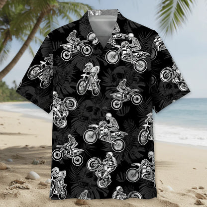 Black Dirt Bike Racing Hawaiian Shirt