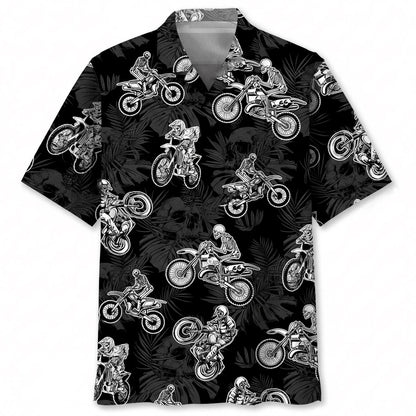 Black Dirt Bike Racing Hawaiian Shirt
