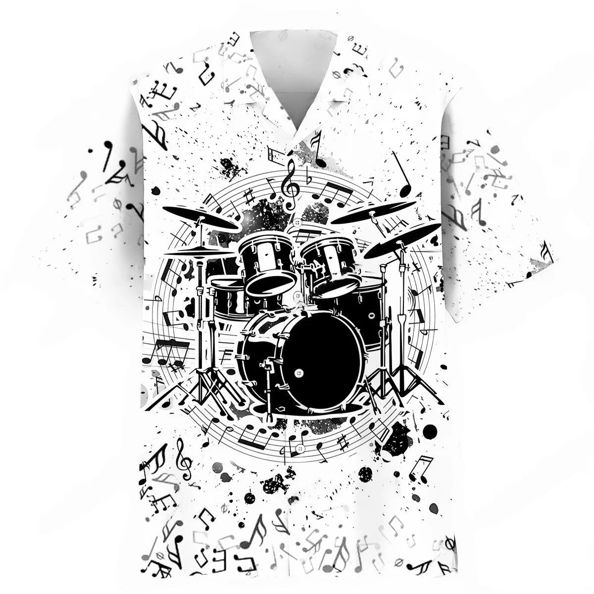 Black Drum All White Hawaiian Shirt